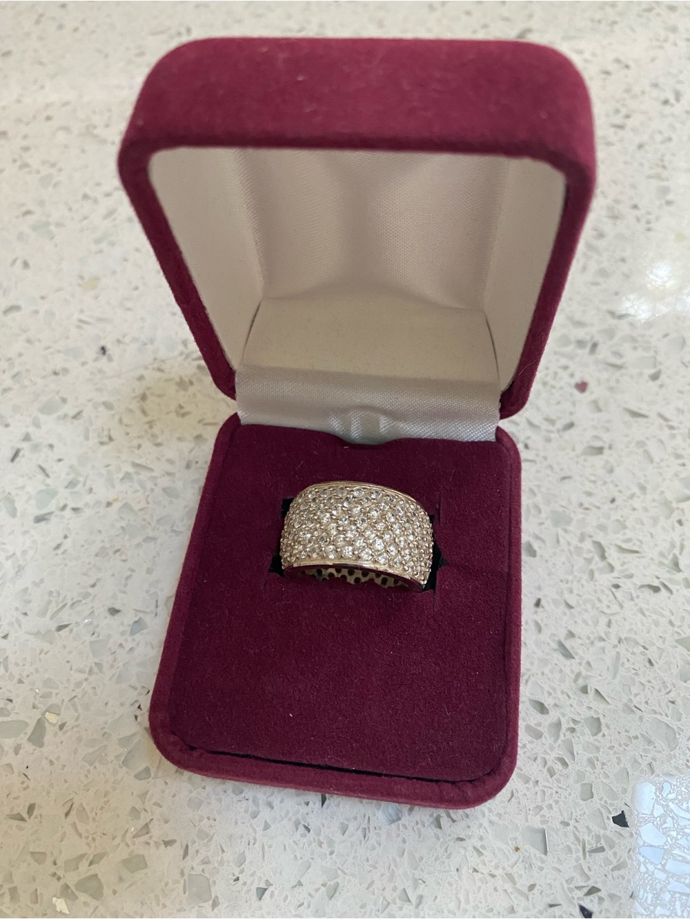 Pavé Wide Dome Ring in Champagne and Clear Stones